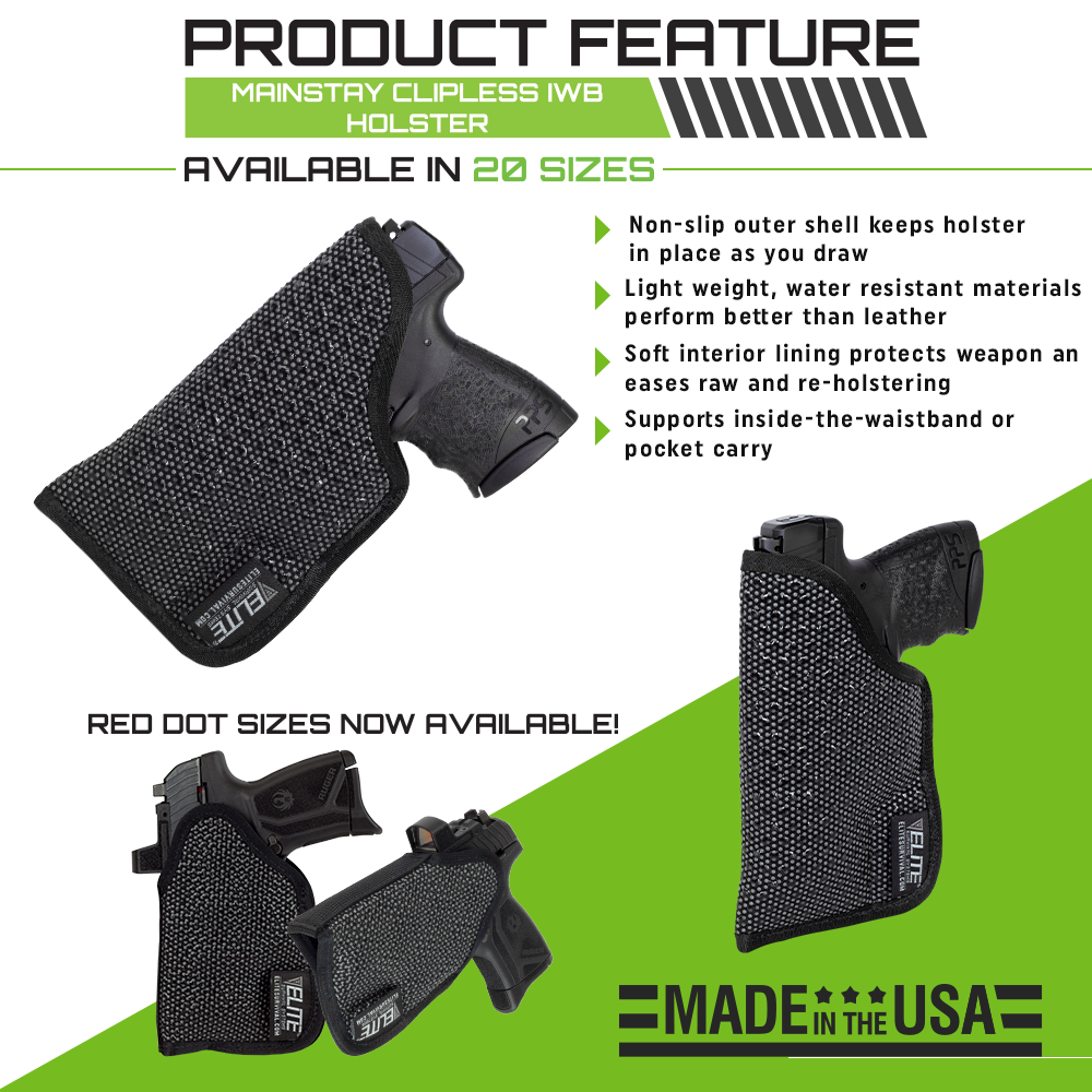 Product Feature: Mainstay IWB Holster, available to fit handguns with lights, lasers, and red dot optics