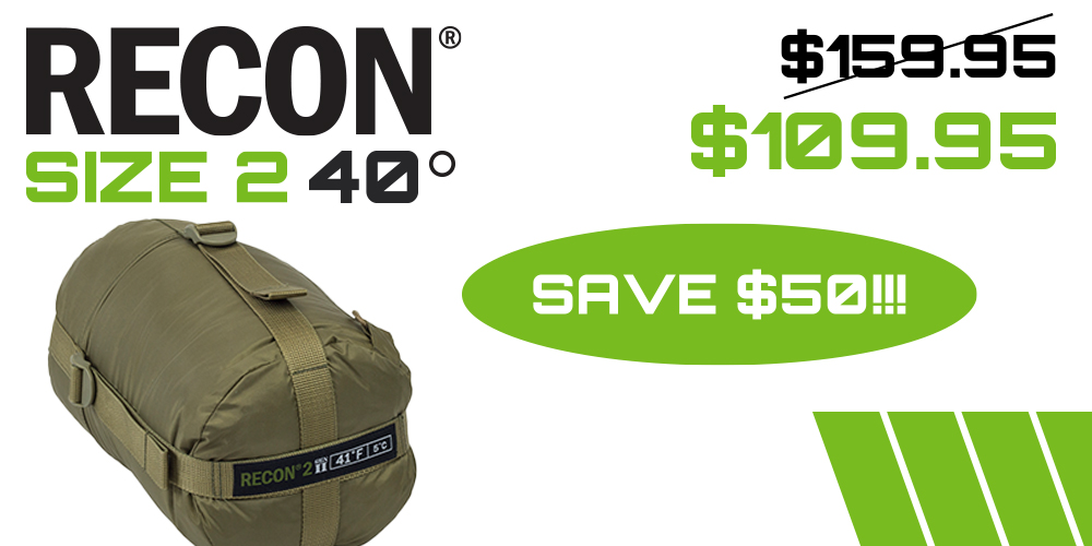 Recon 2 Sleeping Bag in tan color - Save $50! Use code RT50