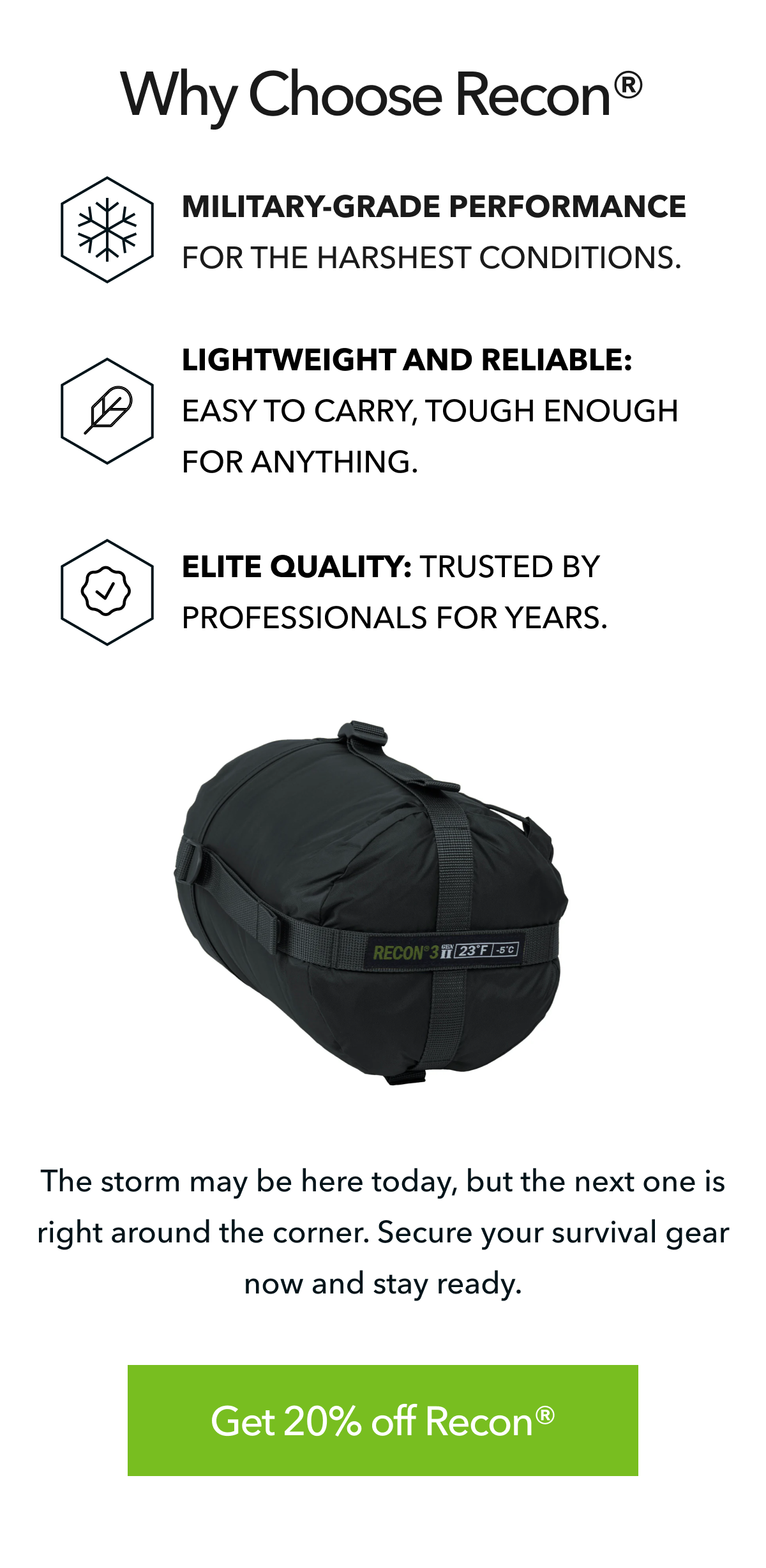 Why choose Recon? Military Grade Performance | Lightweight and Reliable | Elite Quality