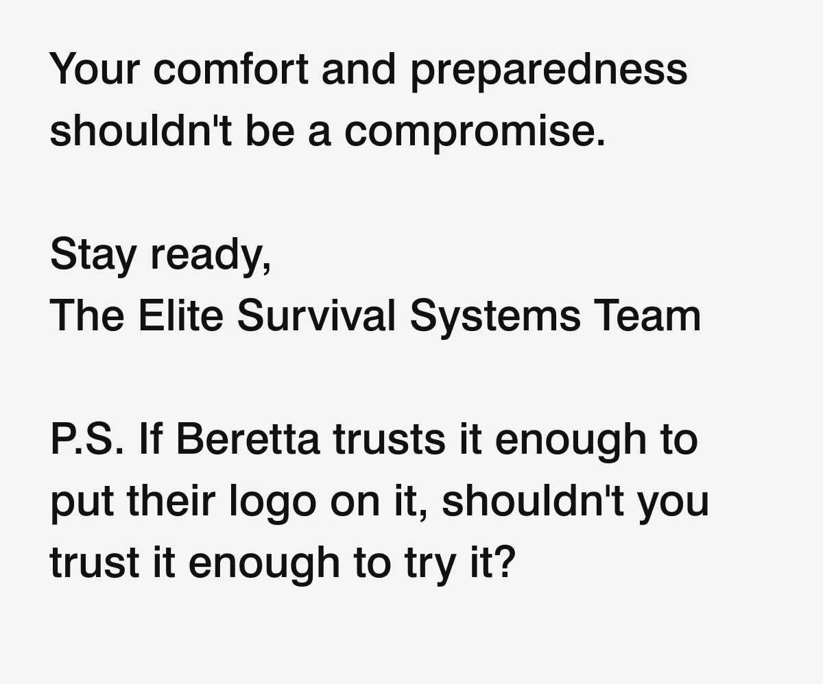 Your comfort and preparedness shouldn't be a compromise. Stay ready.