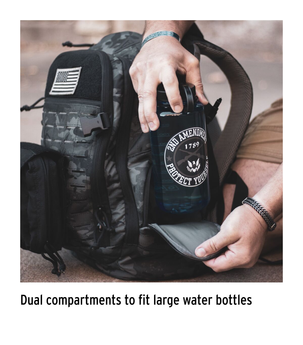 DUAL COMPARTMENTS TO FIT LARGE WATER BOTTLES