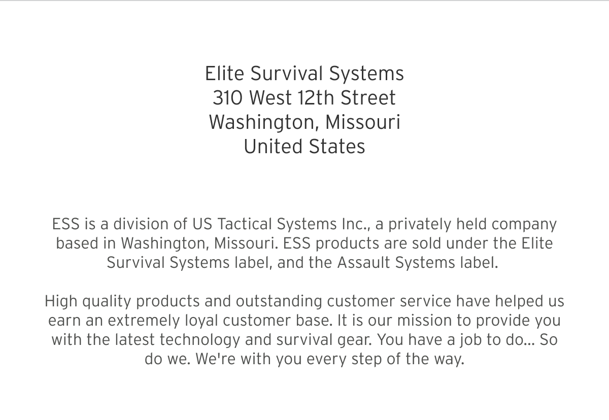ELITE SURVIVAL SYSTEMS 310 W MAIN ST WASHINGTON, MO