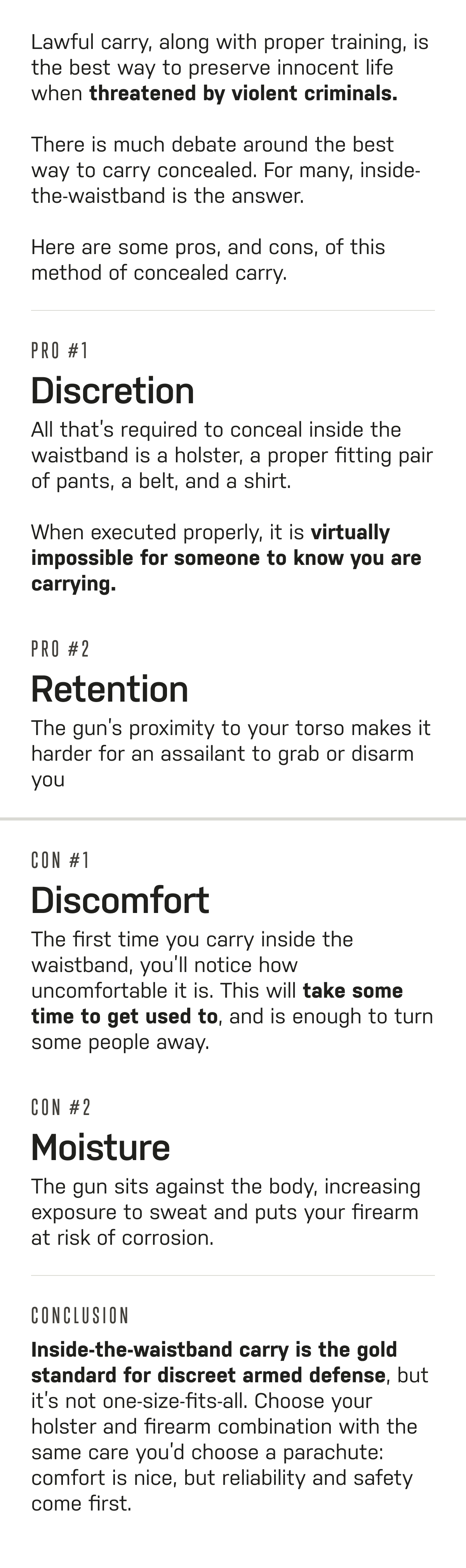 The Pros of Inside the Waistband Carry