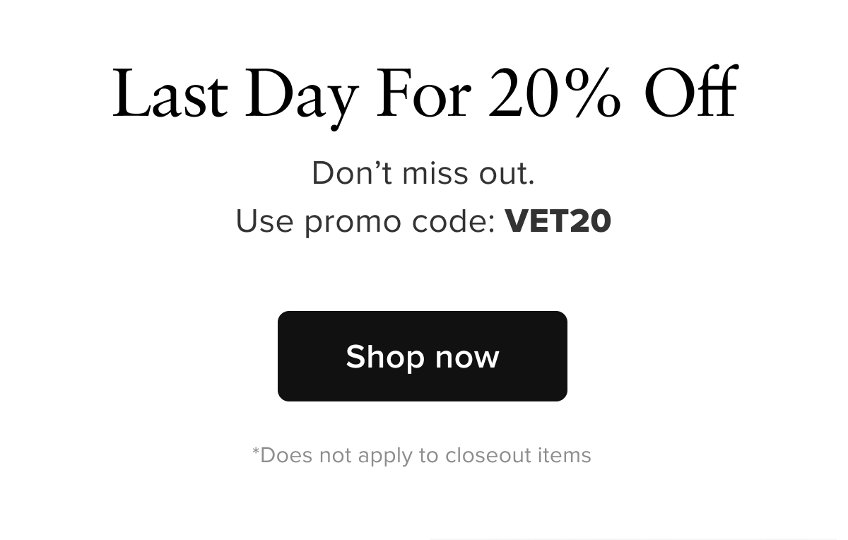 Last Day for 20% Off