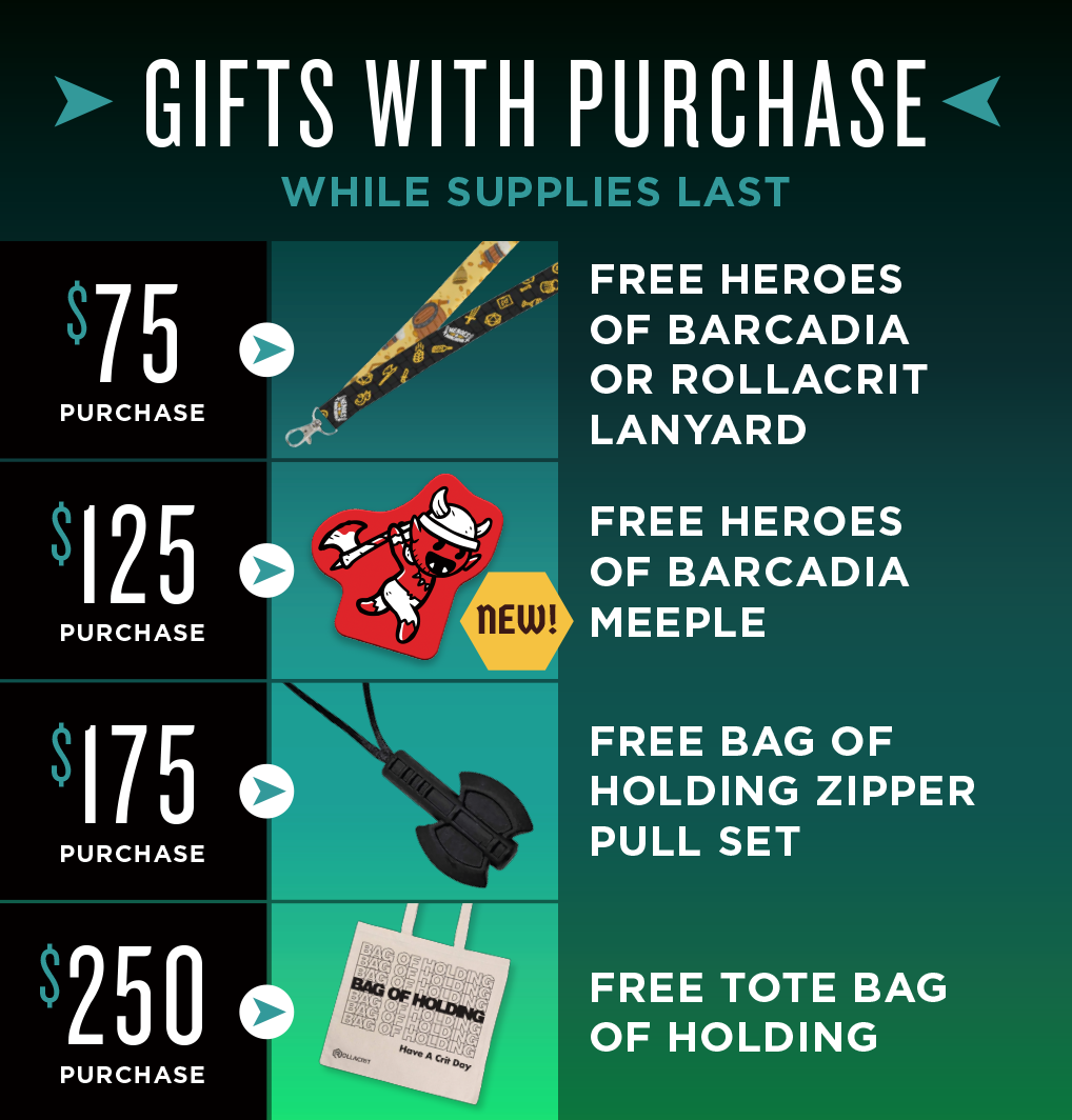 Gifts With Purchase Rollacrit Booth Gen Con Indy 2026 | Rollacrit